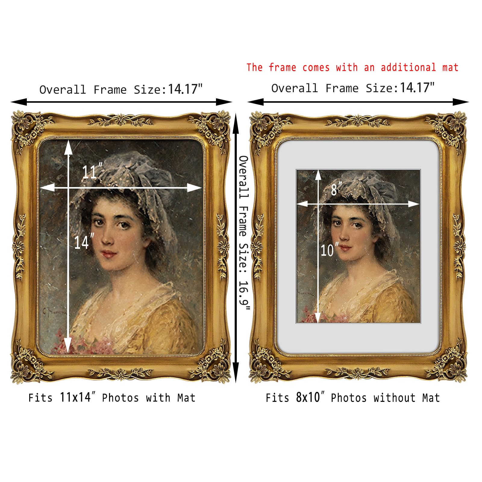 Amazon.co.jp: FJXMFRAME ヴィンテージ 11x14 写真フレーム ゴールド